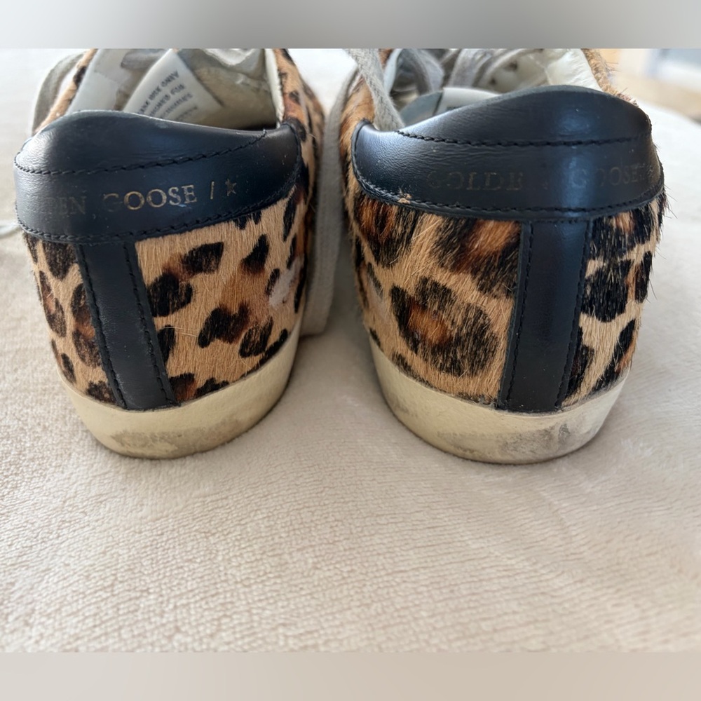 Golden Goose Leopard Print Sneakers with Black Star - Picture 15 of 16